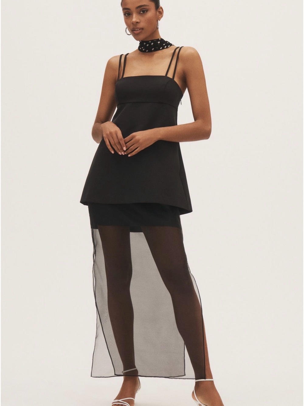 BHLDN Anna Sleeveless Satin Layered Sheer Crepe Maxi Dress
